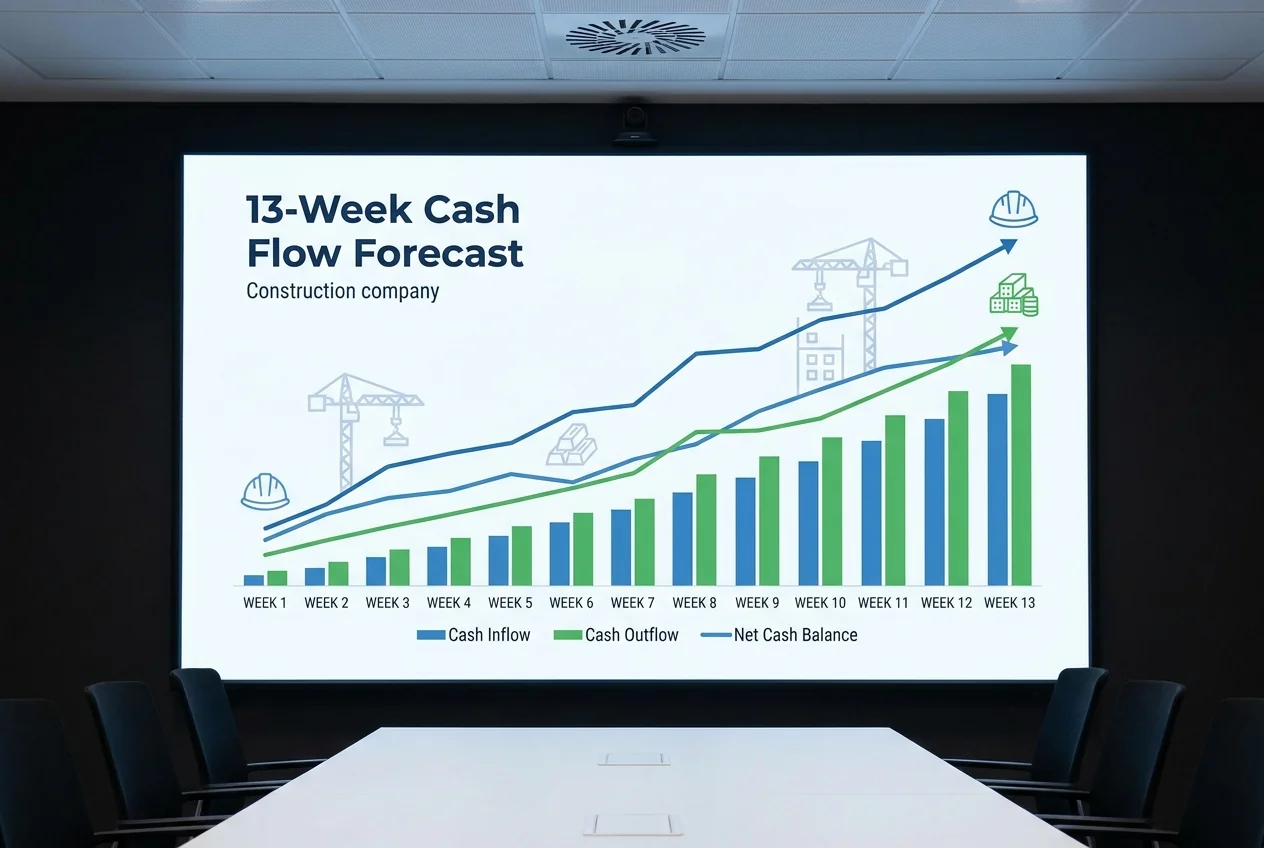 Thirteen-week cash forecast dashboard